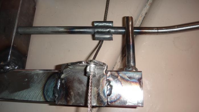 Downward view of Lock and On/Off Bar with cable