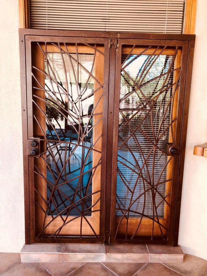 Wavy Bamboo chute security door in our Rustic Finish.