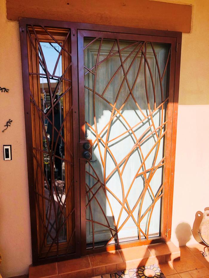 Wavy Bamboo chute security door in our Rustic Finish.